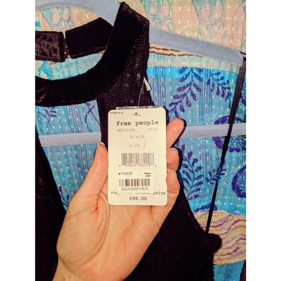 Free People Black Sequined Mini Dress - Picture 5 of 6